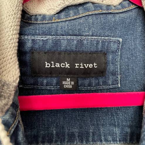 Black Rivet  Women's Gray and Blue Denim Hoodie Jacket Size Medium