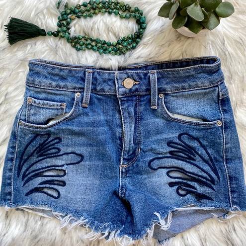 Guess Embroidered Blue Denim Shorts