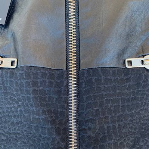 The Kooples  Crocodile Jacquard Black Faux Leather Zipper Mini Skirt XS NWT