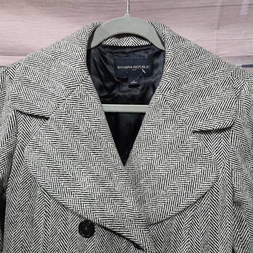 Banana Republic Black Herringbone Metallic Wool Blend Women's Coat Size Medium