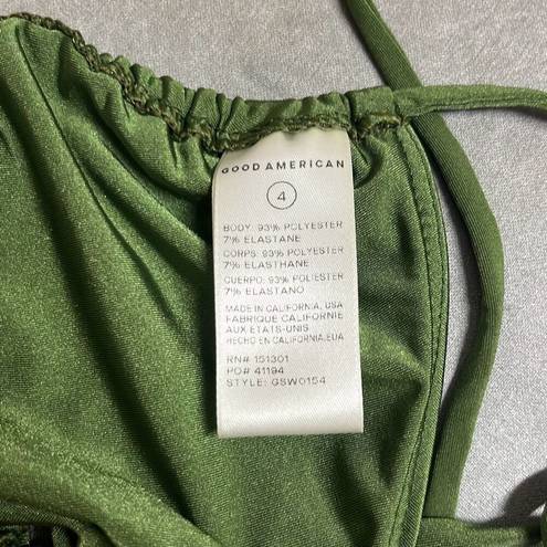 Good American  Womens 4 US XL Tiny Ties Triangle Swim Bikini Top Olive Green NWT