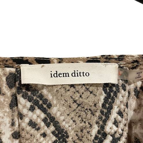 idem Ditto  Faux Snakeskin Cropped Long Sleeve Wrap Style Smock Cutout Blouse