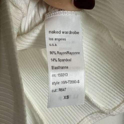 Naked Wardrobe  White Seam Snatched Top Size XS