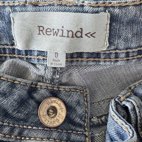 Rewind  Jrs SZ 0 Skinny Jeans Low-Rise Stretch Pockets Zip-Fly Whiskered Blue