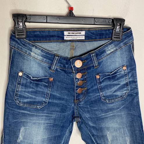 One Teaspoon One x  Revolve Super Duper low rise slim cropped jeans Pure Bleu 22