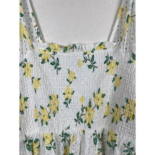 Draper James  Womens Dress Size 2X White Yellow Floral Boho Garden Party Girly