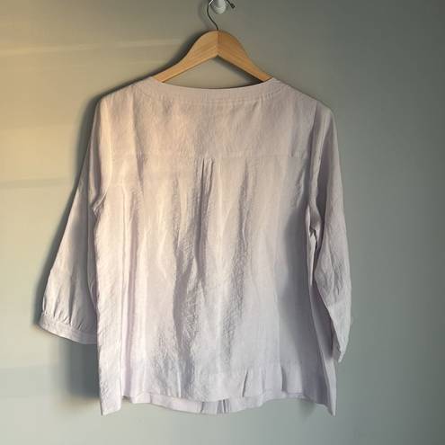 J.Jill NEW  Pale Orchid Square-Neck Button Down 3/4 Sleeve Pleated Blouse