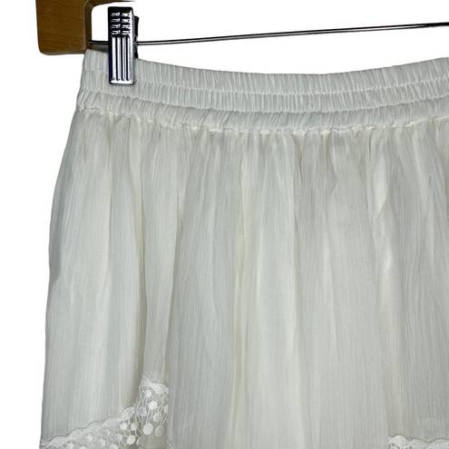 Rococo  Sand Cia Mini Skirt White Crochet Fringe Lace Off White size XS