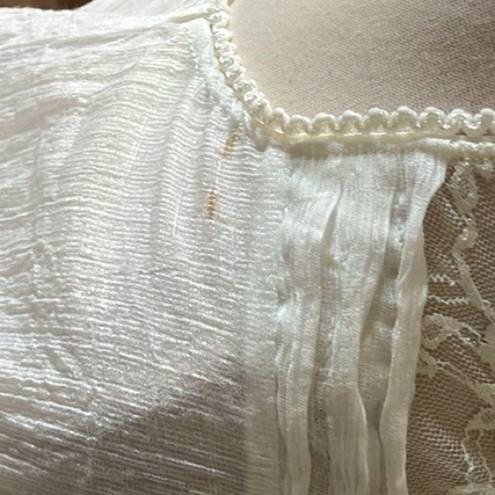 Edge Romantic Lace Sheer Top Tank Off White Cream Shirt Womens Small