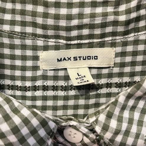 Max Studio  women’s ruff cap sleeve button down shirt size large .