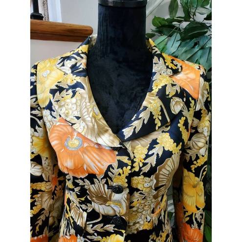 Jones Wear  Women's Floral Polyester Long Sleeve Single Breasted Blazer Size 6P