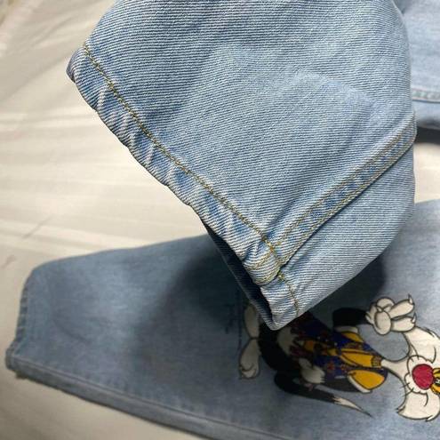 Jerry Leigh  Vintage 90s Looney Tunes Disco Jeans Light Wash Size 9 Cartoons