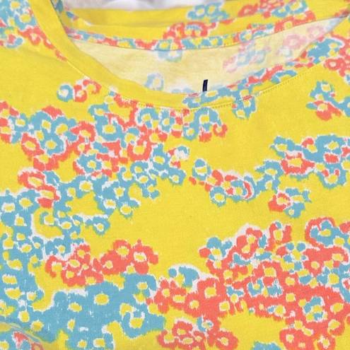 Jason Wu  ROUND NECK FLORAL YELLOW BLUE SHORT SLEEVE TEE SHIRT S