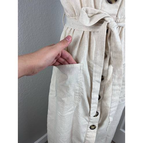 Timing Linen Blend Button Down Dress