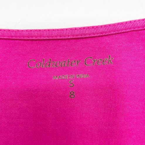 Coldwater Creek  Womens S Sequin Tank Top Fuchsia Hot Pink Knit Woven Stretch