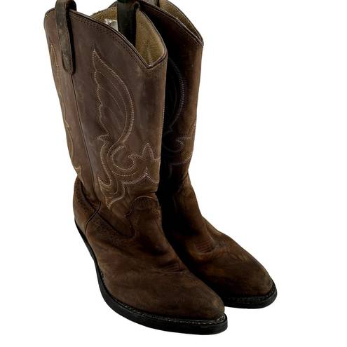 Shyanne  Donna Embroidered Western Boots Leather Classic Cowgirl Heeled Brown 9
