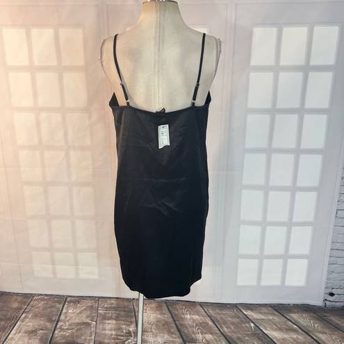 River Island  ASOS black side button satin slip dress size U.S. 6