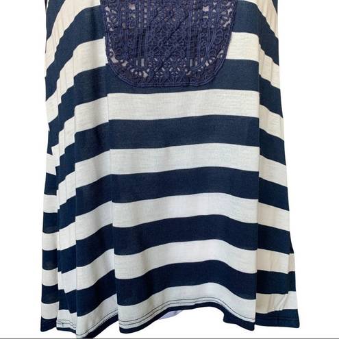 The Moon 🎉  & Sky Blue and White Striped Top Lace Inset Sleeveless Top Brand New