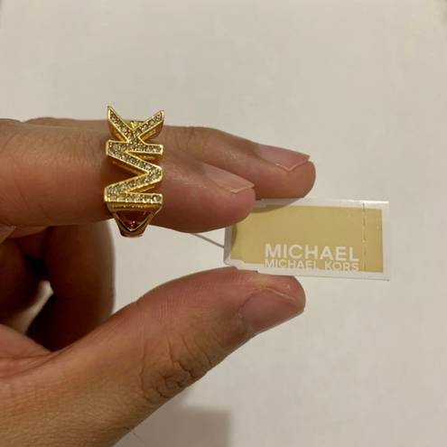 Michael Kors Gold-Tone Logo Ring Size 8