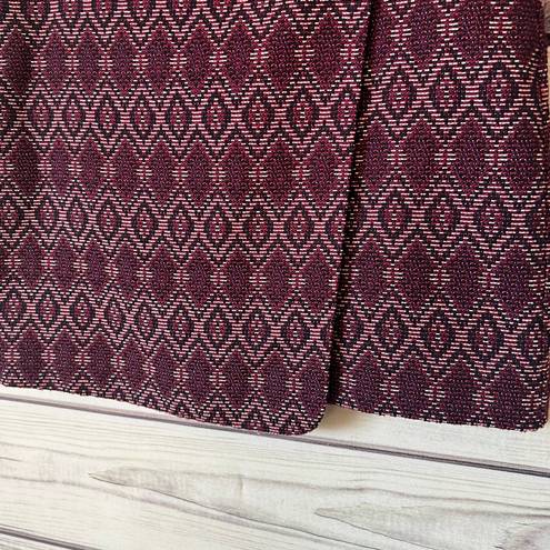 The Loft  Burgundy Diamond Tweed Button Wrap Skirt