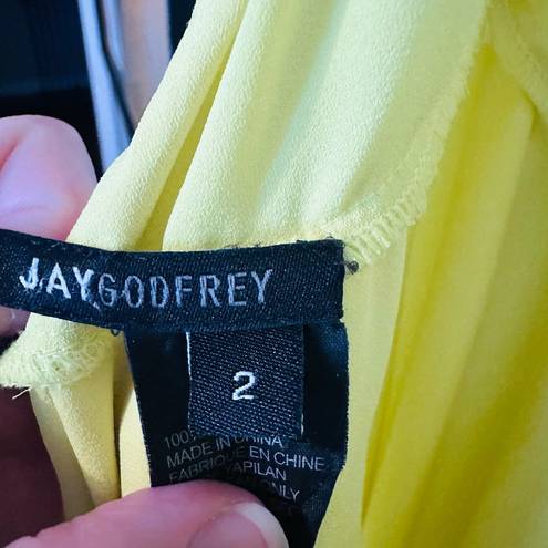 Jay Godfrey  Neon Yellow Georgette Zipper Fully Lined High Slit Gown Dress Size 2