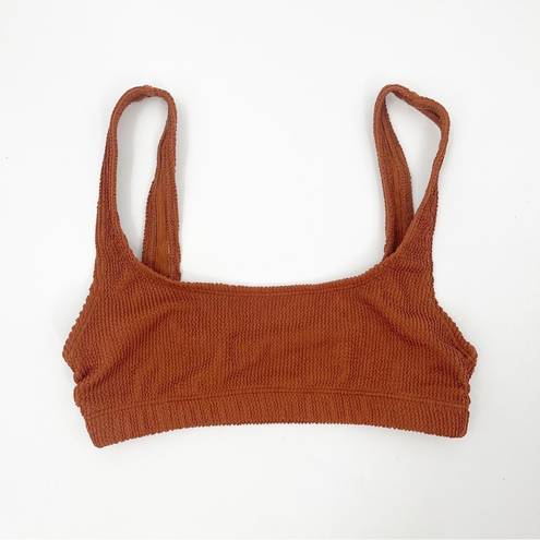 Good American NEW  Bikini Top Always Fits Textured Rust Brown 1/2 US S/M NWOT