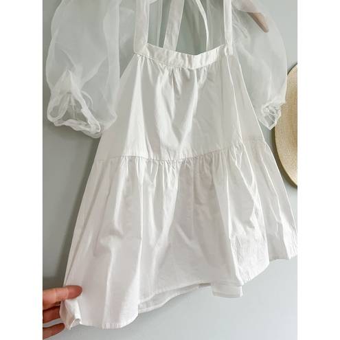 Tuckernuck   | Pomander Place | Tinsley Top | White Organza Puff Sleeve | Sz XS