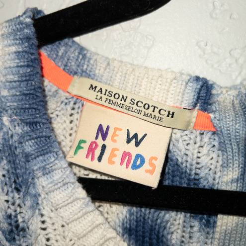 Maison Scotch New Friends Blue Tie Dye Cable Knit Sweater Size 4