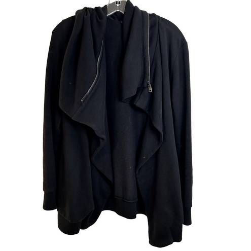 All Saints Dahlia Zipper Draped Waterfall Sweatshirt Cardigan Small Black