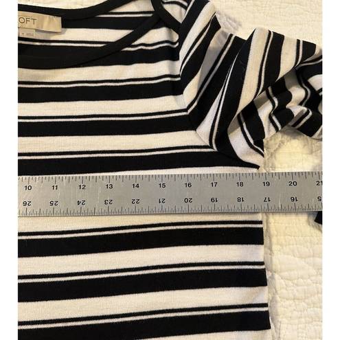 The Loft  Women’s Medium Ahoy Striped Boatneck Shift Dress 3/4 Sleeve Black/White