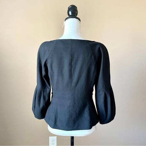 Magaschoni  | Black Balloon Sleeve Full Zip Blazer Jacket Sz S