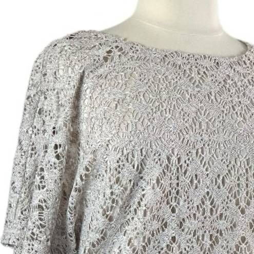 Dress Barn  NEW Blouson Dress Open Stitch Crochet Party Women’s Cream NWT 20W Plus