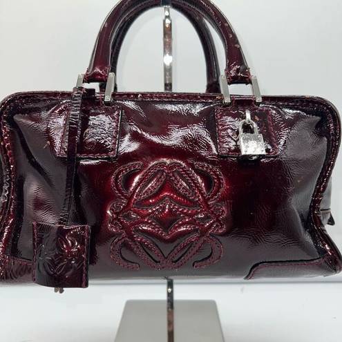 Loewe  Amazona 28 Burgundy Patent Leather Handbag (minor callouts in pics)