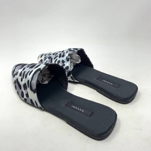 Natori  Adore Satin Leopard Print Mules Black Gray Size US 7