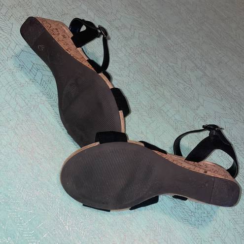 St. John’s Bay  8.5  wedge heel black ankle strap cross toe shoes