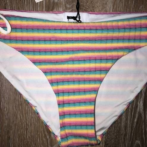 ONIA  Erica Rainbow Stripe Side Tie Bikini Bottom Large NWT