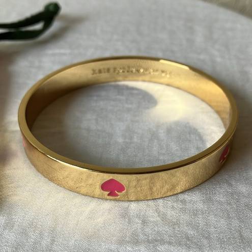 Kate Spade : Pink & Gold tone “Spot the Spade” bangle/bracelet- 6 pink spades