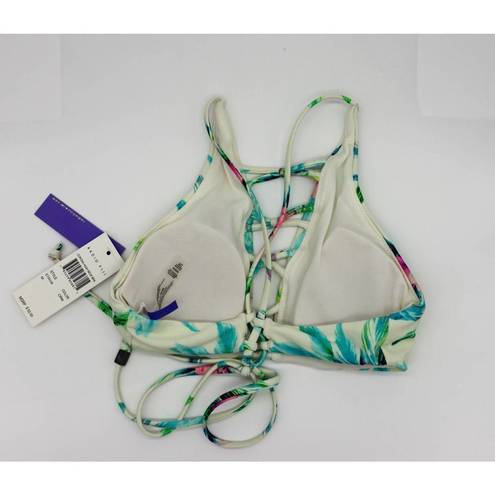 Radio Fiji NEW  Corona High Neck bikini top, Medium, floral cream