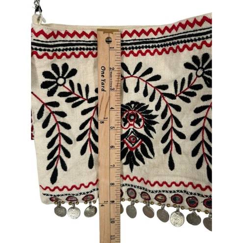 Free People  Emmie Embroidered Crossbody In White Coin Fringe‎