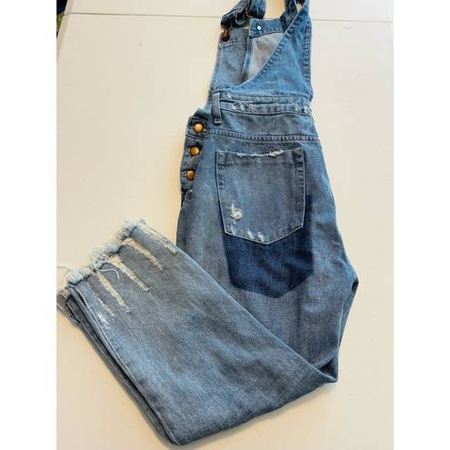 One Teaspoon ONE X  Hooligan Distressed Cropped Denim overalls size 28