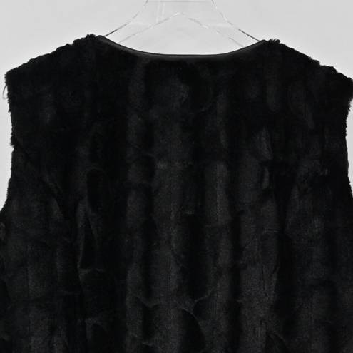 Krass&co STYLE  Vest Womens Sz 2X Black Faux Fur Pleather Full Zip Retro Mob Wife Glam