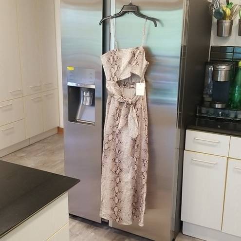 Zimmermann 💕💕 Bellitude Cutout Snake-Print Linen Midi Dress US 6 NWT