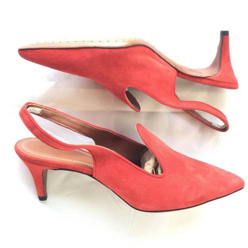 Polo  Ralph Lauren Women's Red Pointed Toe Kitten Heel Slingback Pumps Size 9B