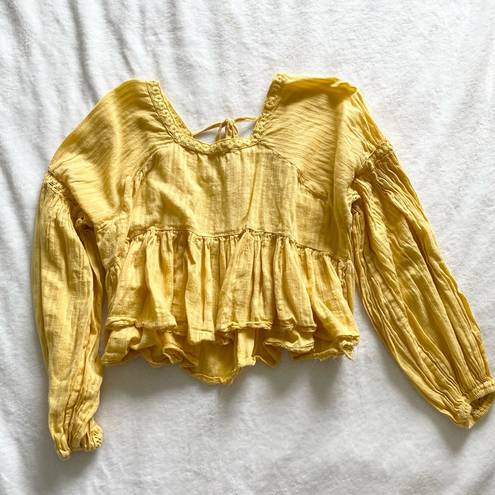 Bohme  Yellow Cropped Peplum Blouse