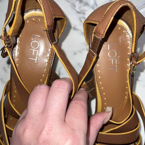 Loft Ann Taylor  Sandals Leather Size 9 Brown 3" Heel Woman’s Open Toe Buckle