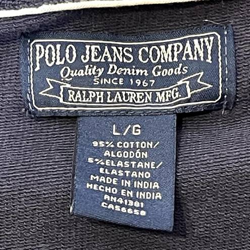 Polo  Jeans Co. Ralph Lauren Womens Full Zip Hooded Jacket Size Large Navy Cotton