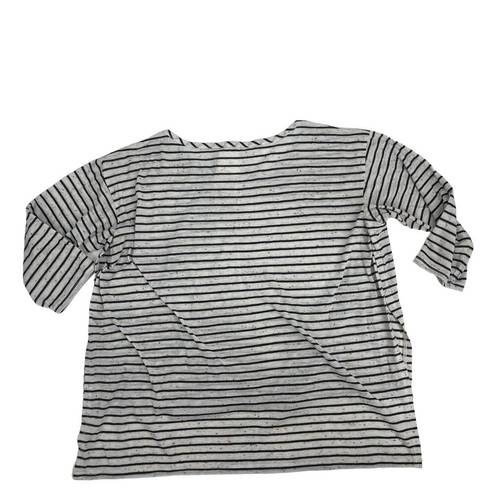 BCBGeneration  Speckled Striped Oversized High Low Side Slit 3/4 Sleeve T-Shirt