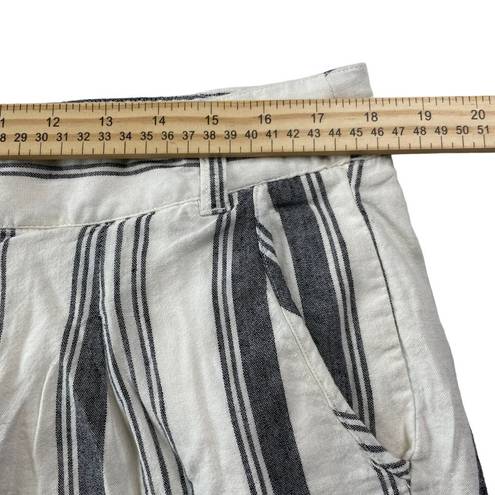 Torrid  Womens Size 12 Cream and Black Striped Hi-Rise Linen Shorts Rolled Cuffs