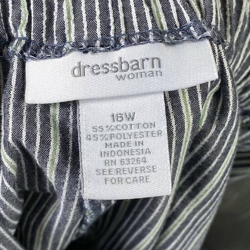 Dress Barn  Grey & White Striped Drawstring Ankle Capri Pants Size 16W