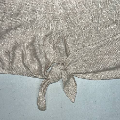 J.Jill  Love Linen NWT Size XL Flax Tan - Tie Detail 100% Linen Knit Top Shirt